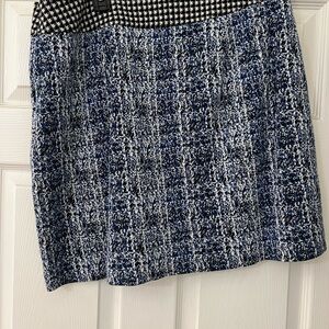 CAbi Blue and White Mini Pencil Skirt for Work